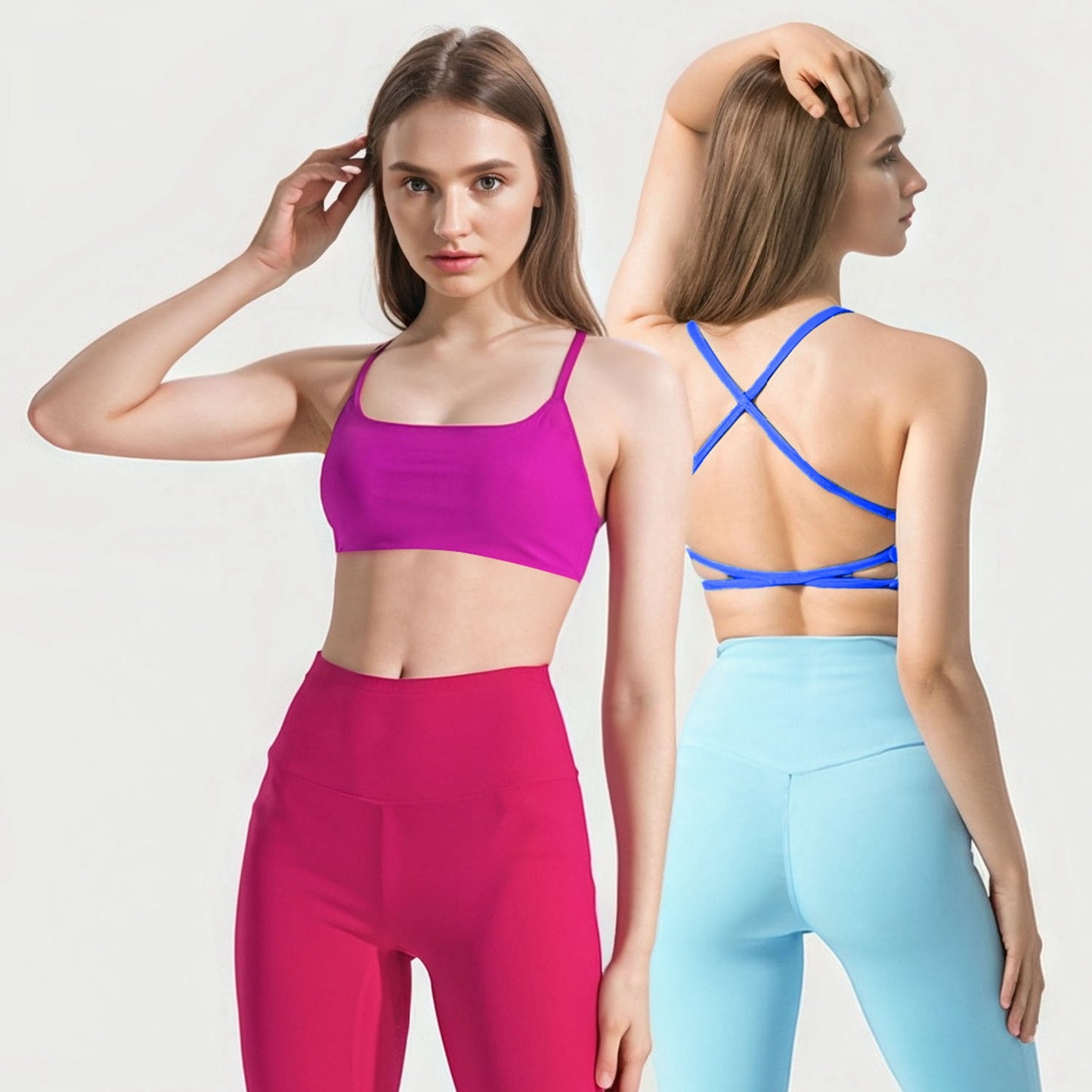Women Cross Back Sport Bras Padded Strappy Crop Open Back Low Impact Bras Sexy