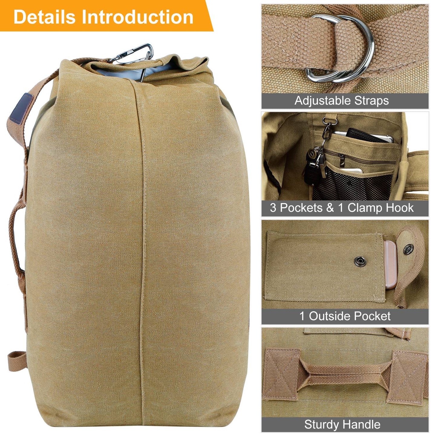 Canvas Backpack Outdoors 25L Travel Laptop Bag Camping Hiking Tactical Military