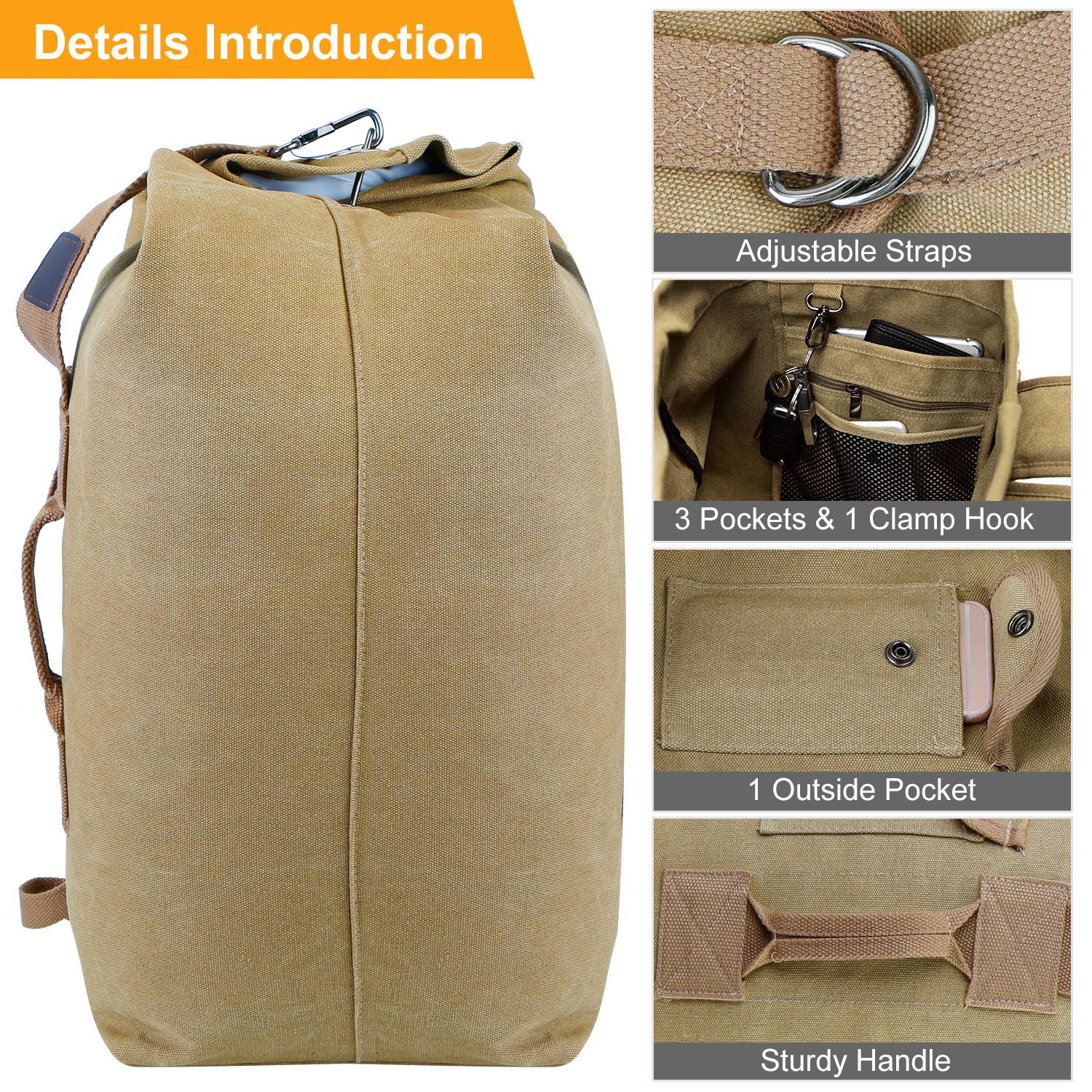 Canvas Backpack Outdoors 25L Travel Laptop Bag Camping Hiking Tactical Military