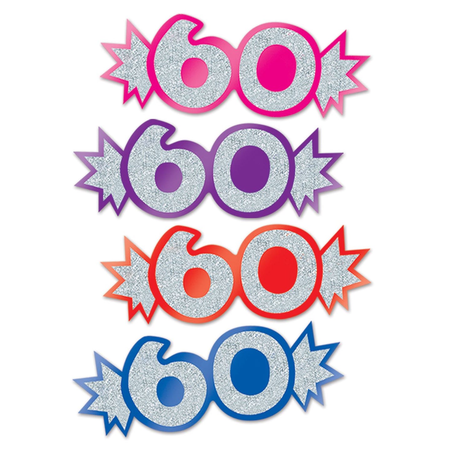 Beistle 60th Mini Glittered Cutouts (Assorted) - Birthday-Age Specific | Party