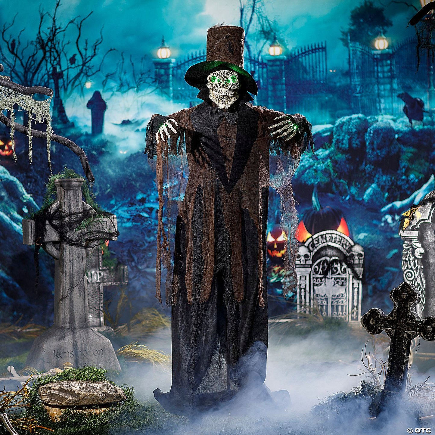 66" Light-Up Standing Black Skeleton Halloween Decoration