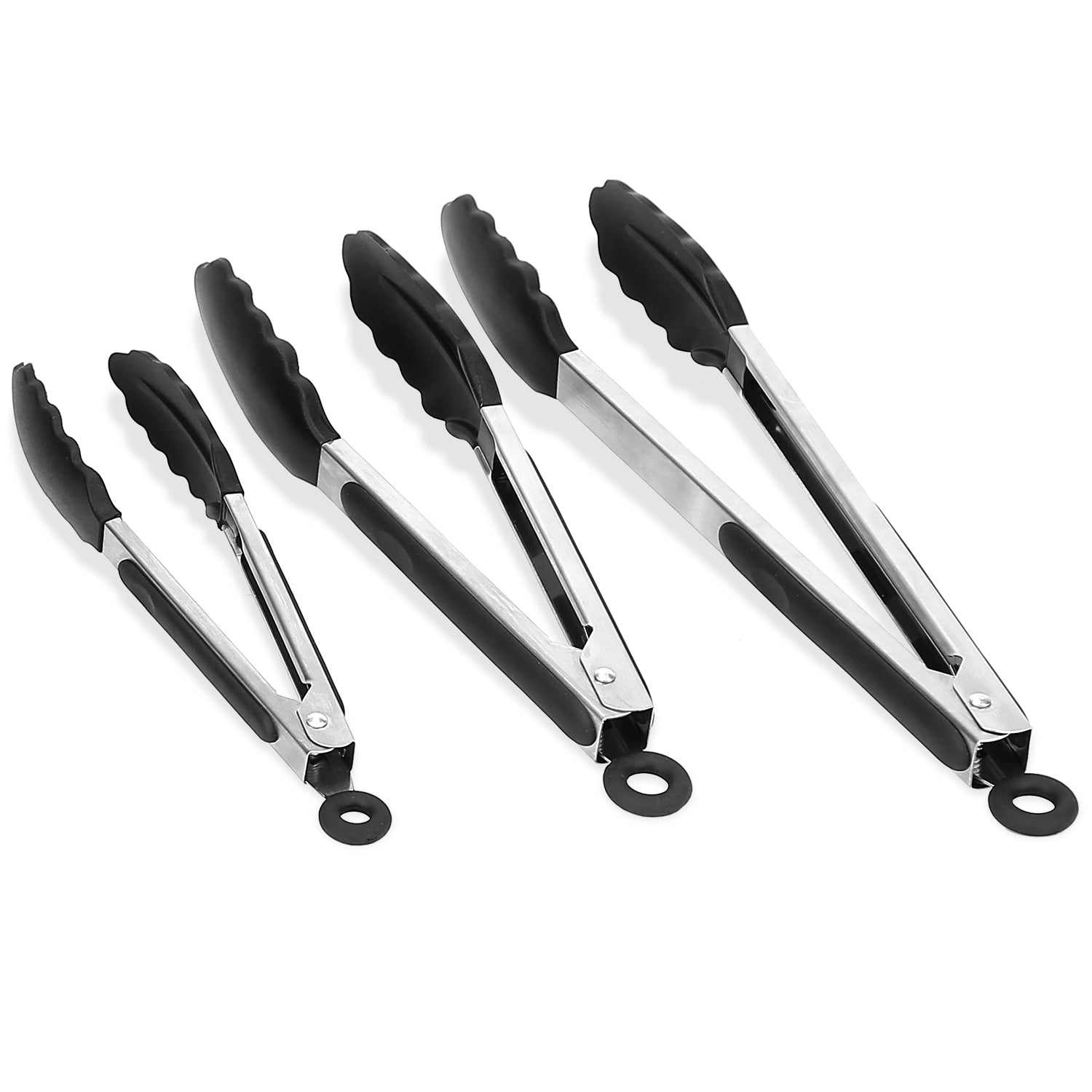 3Pcs Kitchen Tongs Stainless Steel Locking Food Tongs with Silicon Tips BPA