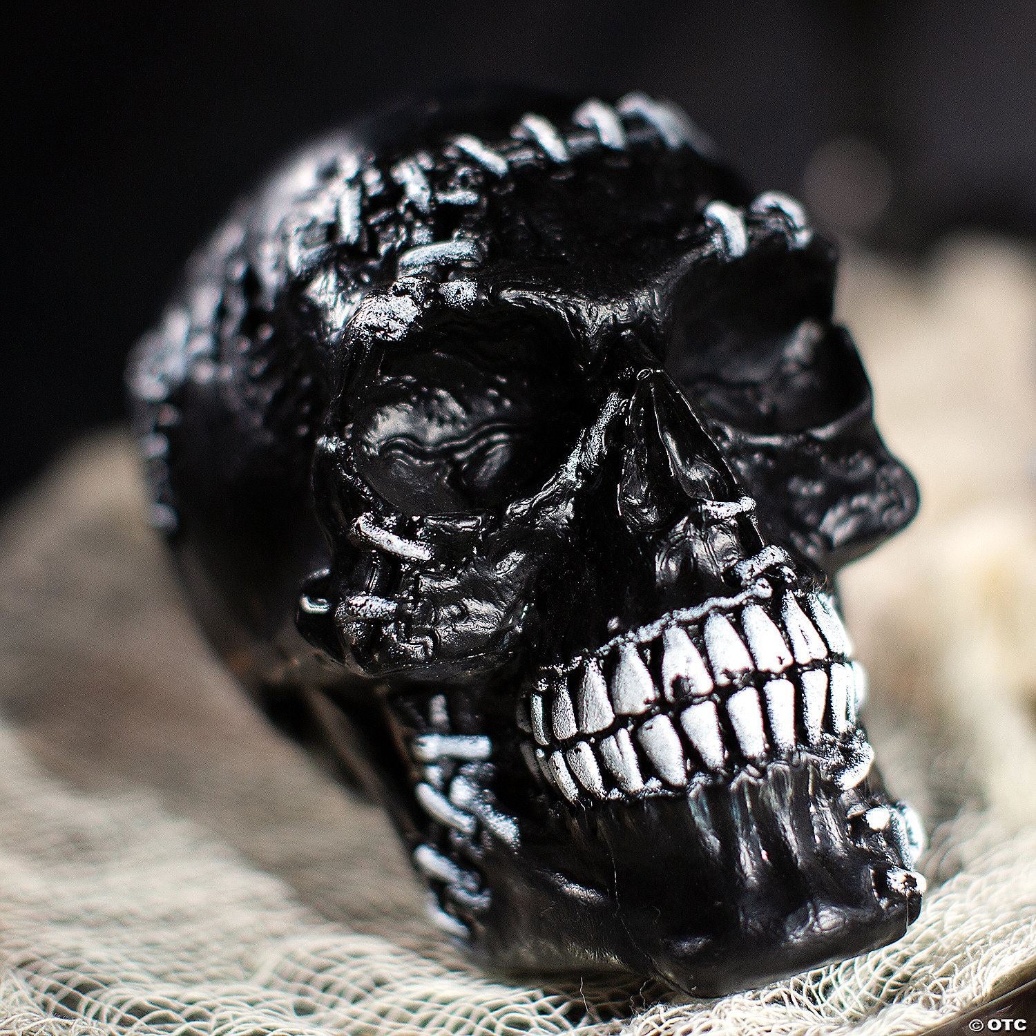 5 1/2" x 7 1/2" Creepy Black Skull Plastic Halloween Decoration