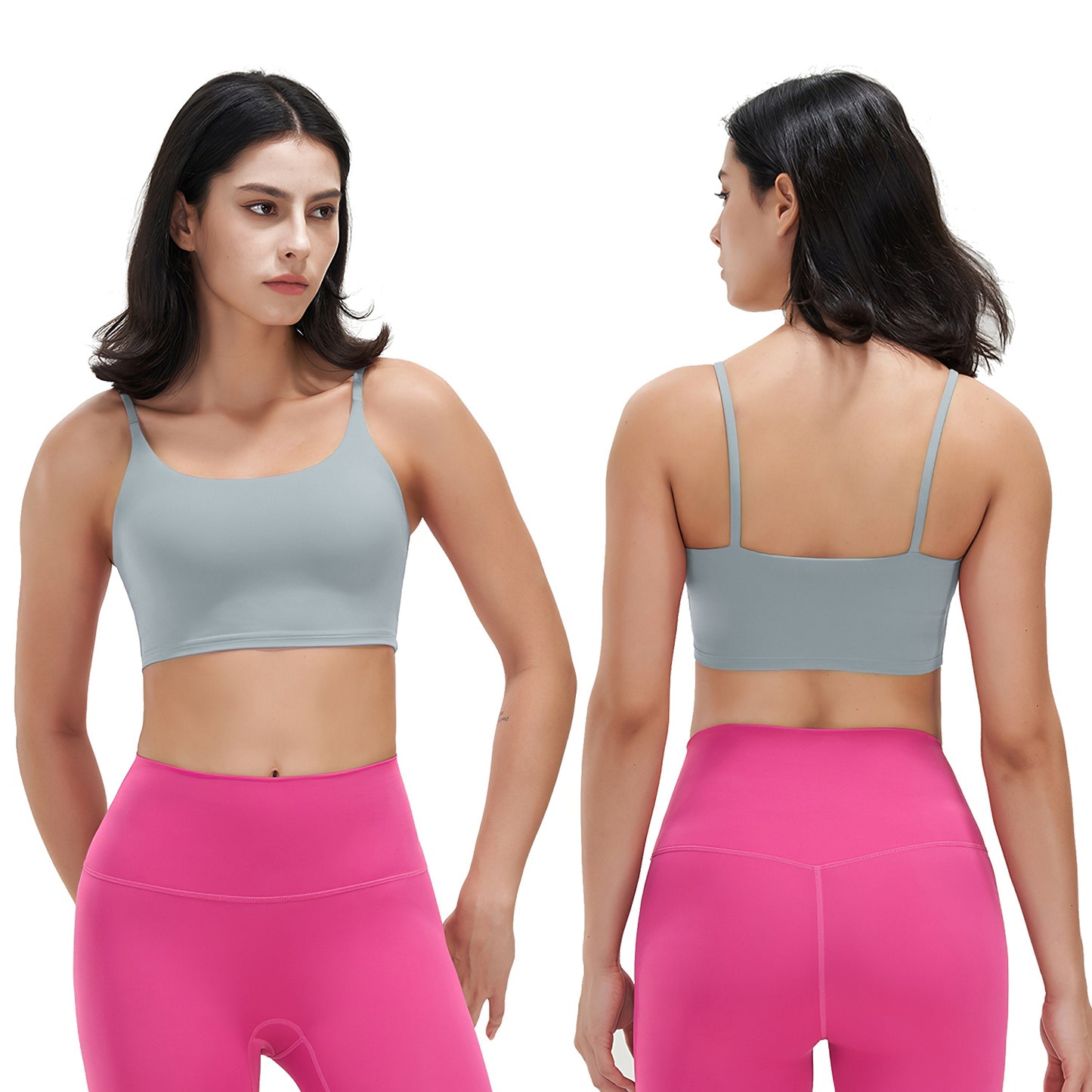 Women Strap Sport Bras Padded Strappy Crop Square Neck Low Impact Bras Sexy
