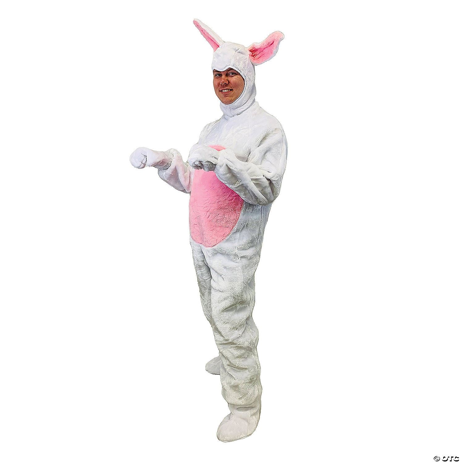 Mens | Adult White Easter Bunny Suit with Bunny Hood Costume - Medium