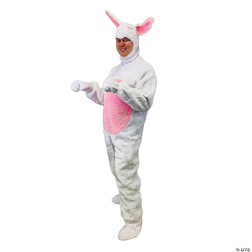Mens | Adult White Easter Bunny Suit with Bunny Hood Costume - Medium