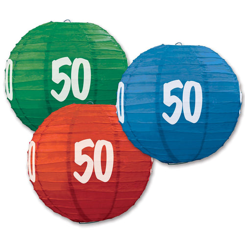 Beistle 50th Paper Lanterns - Birthday-Age Specific | Party Supply