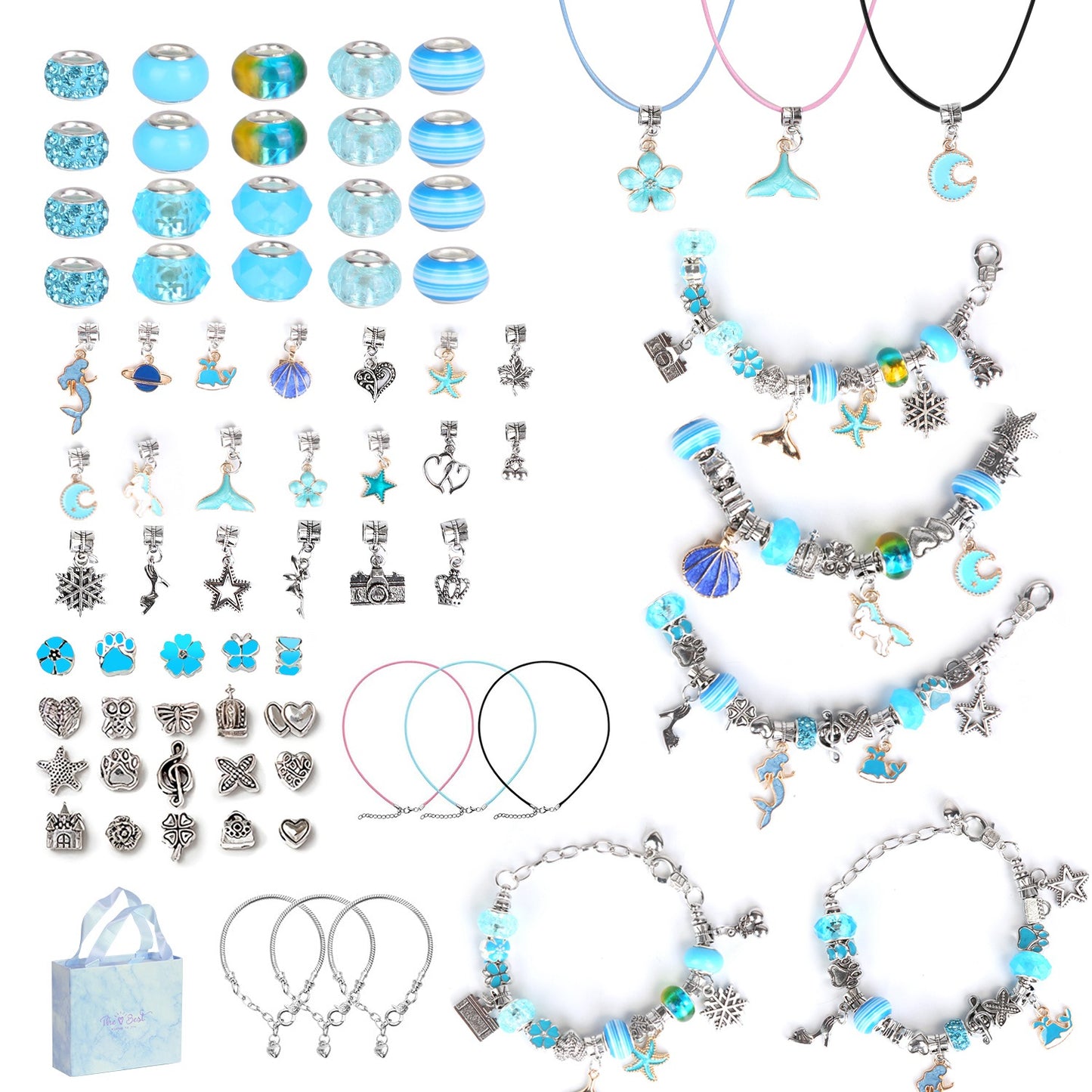 66Pcs Charm Bracelet Making Kit Kids Jewelry Necklace Making Kits Colorful