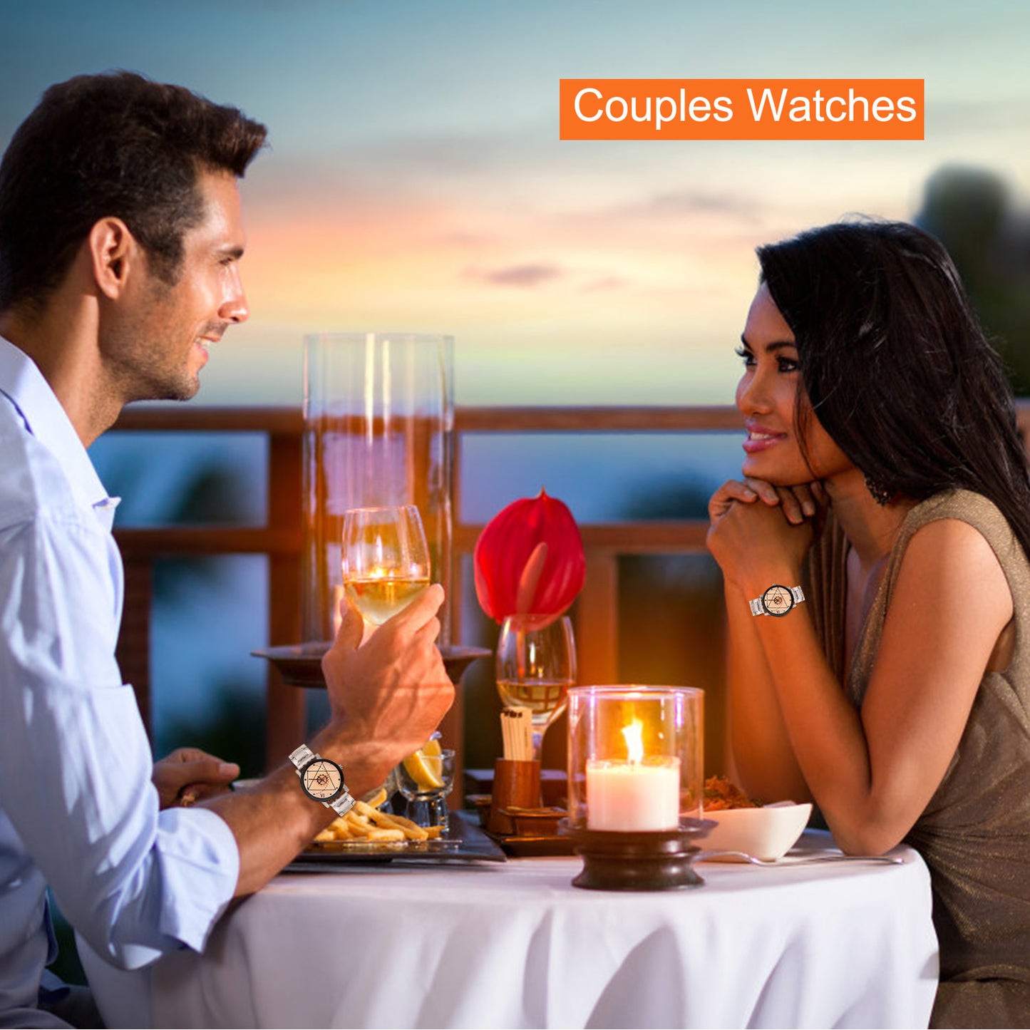 Couples Quartz Watch Men Women Stainless Steel Wrist Watch Ultra-Thin Cutting
