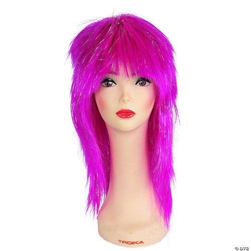 Long Straight Shag Wig with Tinsel Violet
