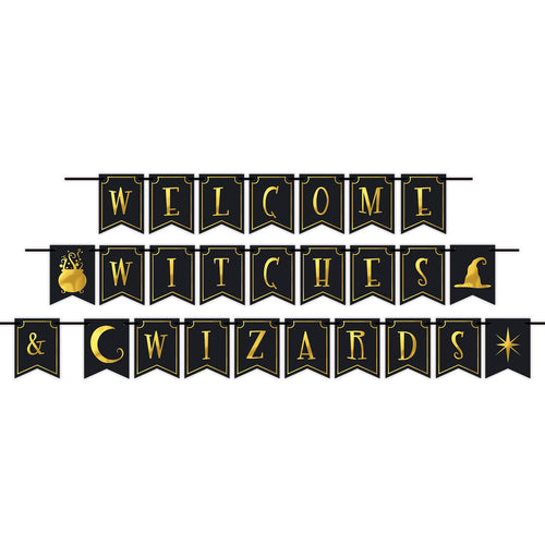 Beistle Foil Welcome Witches & Wizards Streamer - Halloween | Party Supply