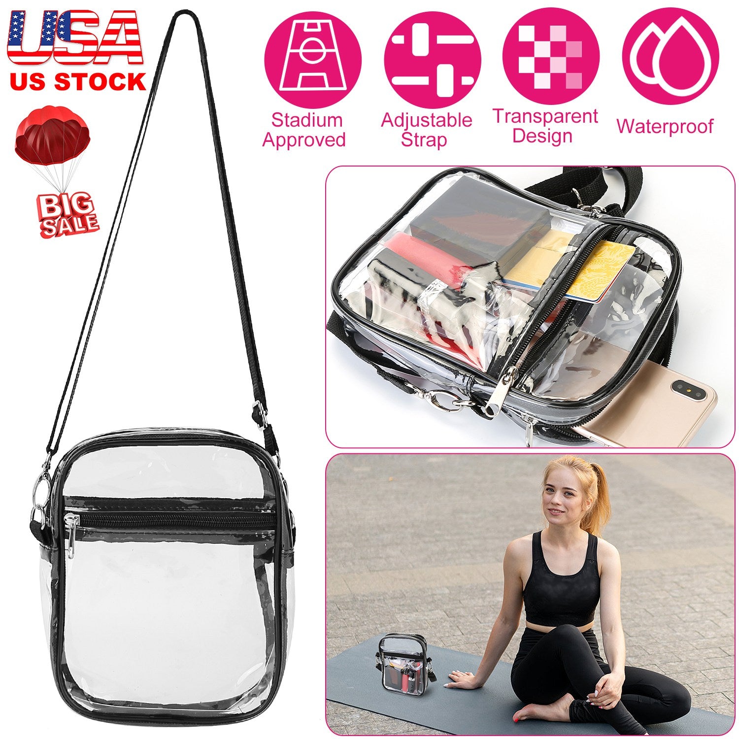 Clear Crossbody Bag Stadium Approved Clear Purse Transparent Small Shoulder Bag