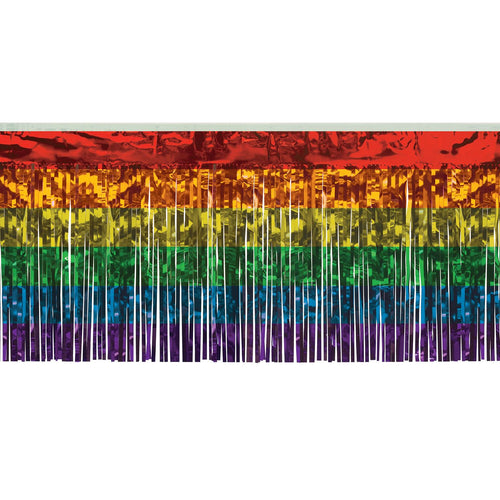Beistle 1-Ply Rainbow Metallic Fringe Drape - General Occasion | Party Supply