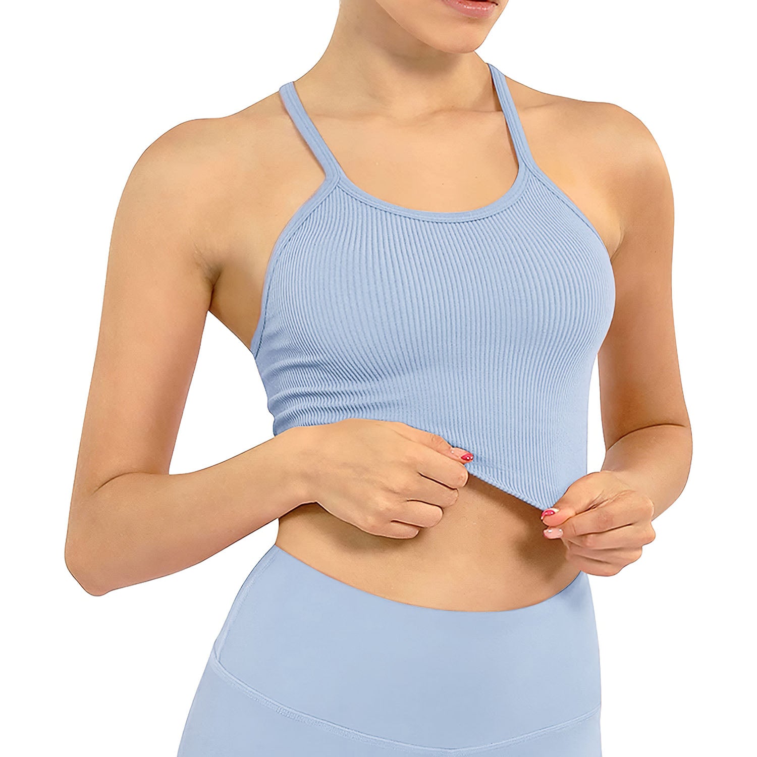 3 Pack Women Crop Basic Tank Top Ribbed Knit Sleeveless Round Neck 9 Color