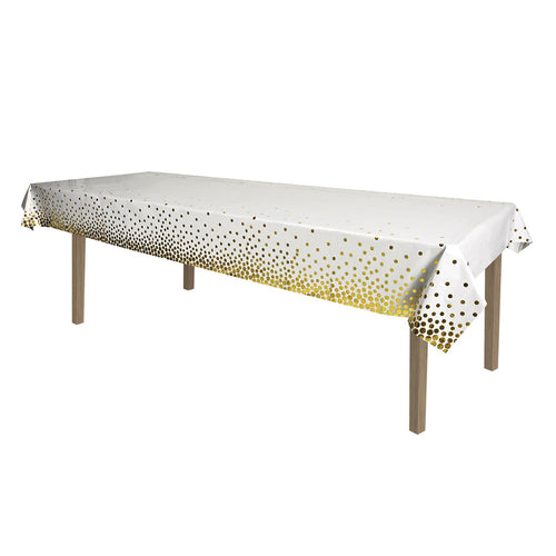 Beistle Metallic Polka Dots Tablecover - Gold - General Occasion | Party