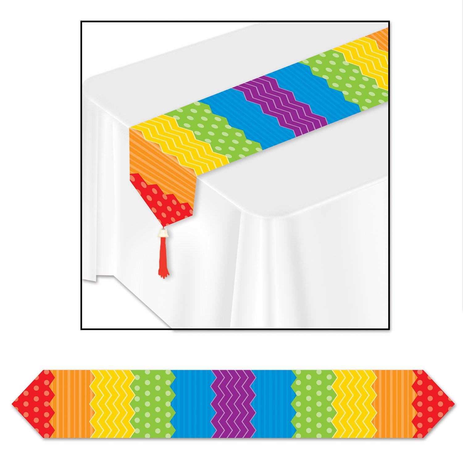 Beistle Printed Dots & Stripes Table Runner - Birthday | Party Supply
