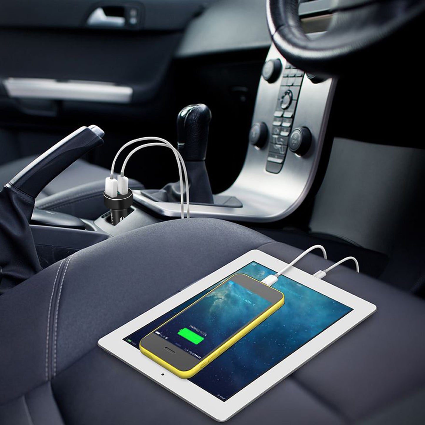 Universal 15W/3.1A Dual USB Car Charger Adapter Aluminum Alloy Fast Car