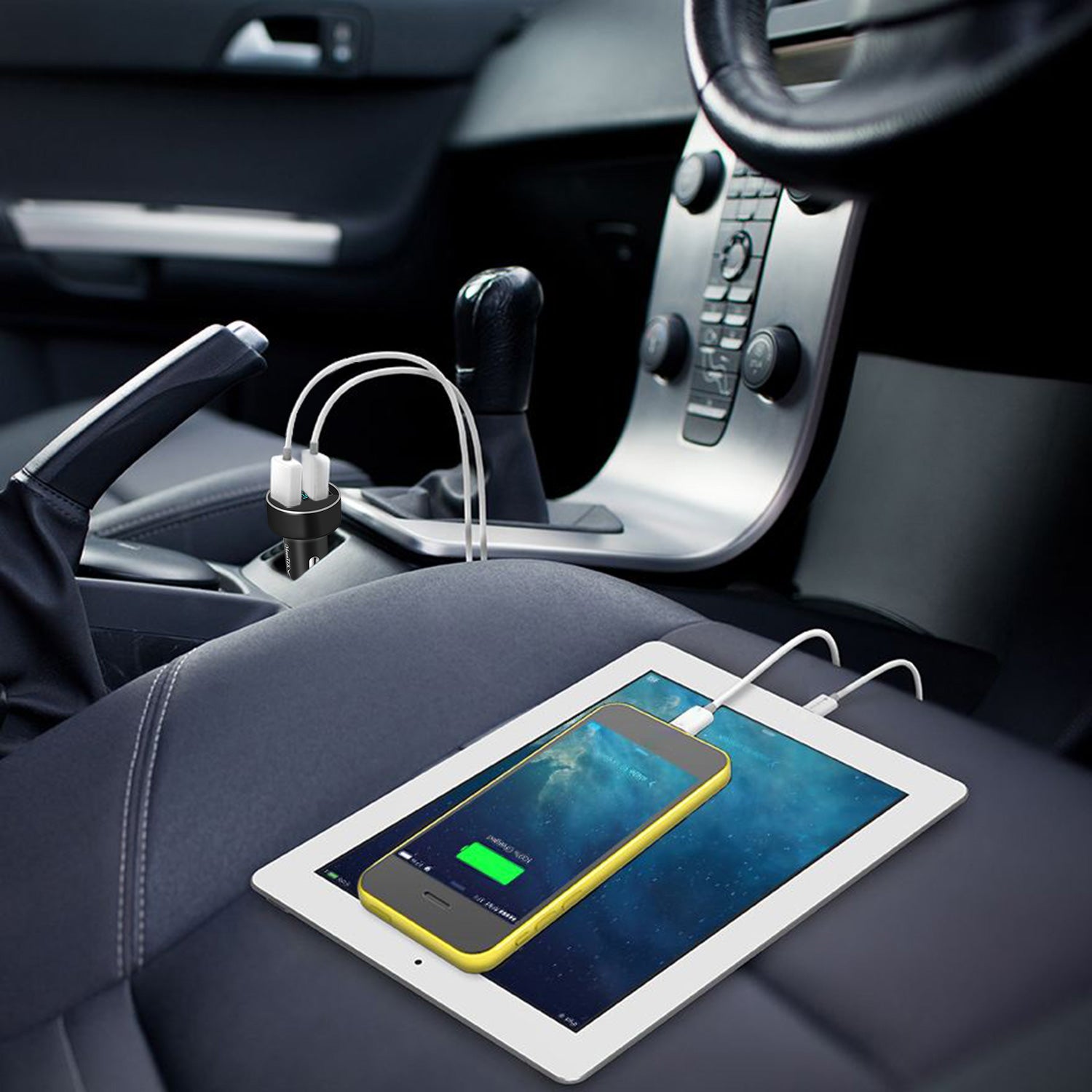 Universal 15W/3.1A Dual USB Car Charger Adapter Aluminum Alloy Fast Car