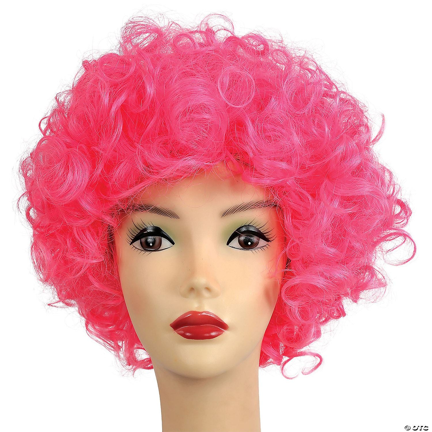 Womens Curly Clown Wig | Neon Pink