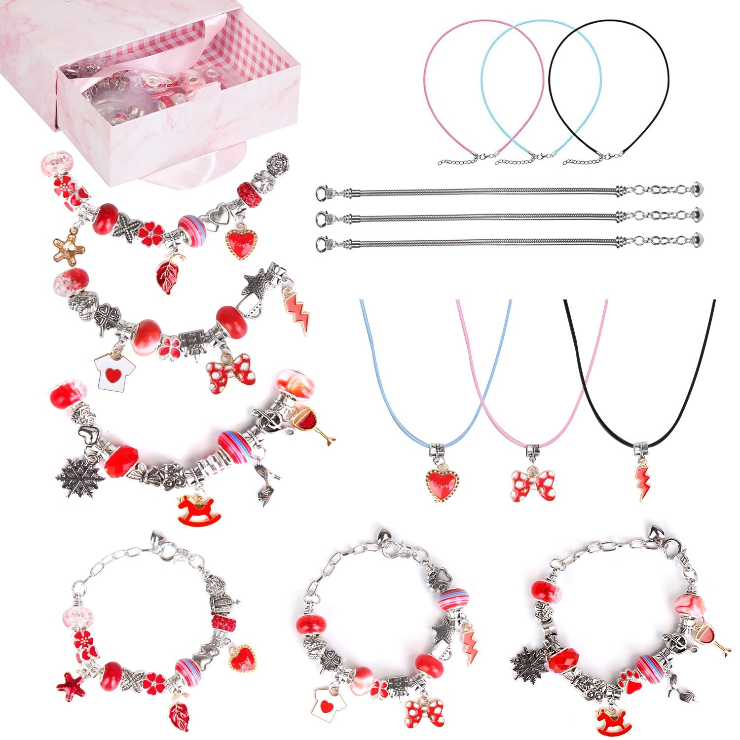 66Pcs Charm Bracelet Making Kit Kids Jewelry Necklace Making Kits Colorful