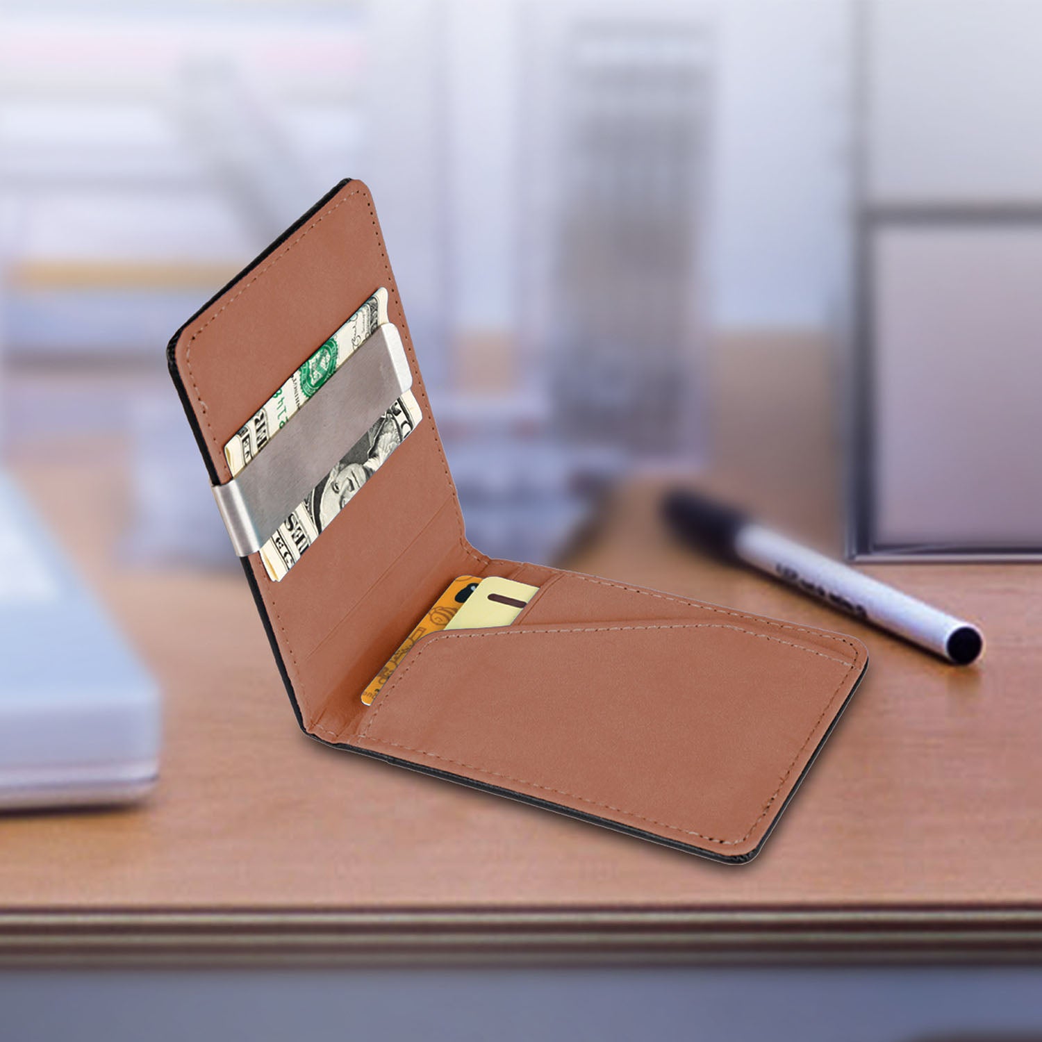 Unisex PU Leather Wallet RFID Blocking Slim Bifold Credit Card Holder with