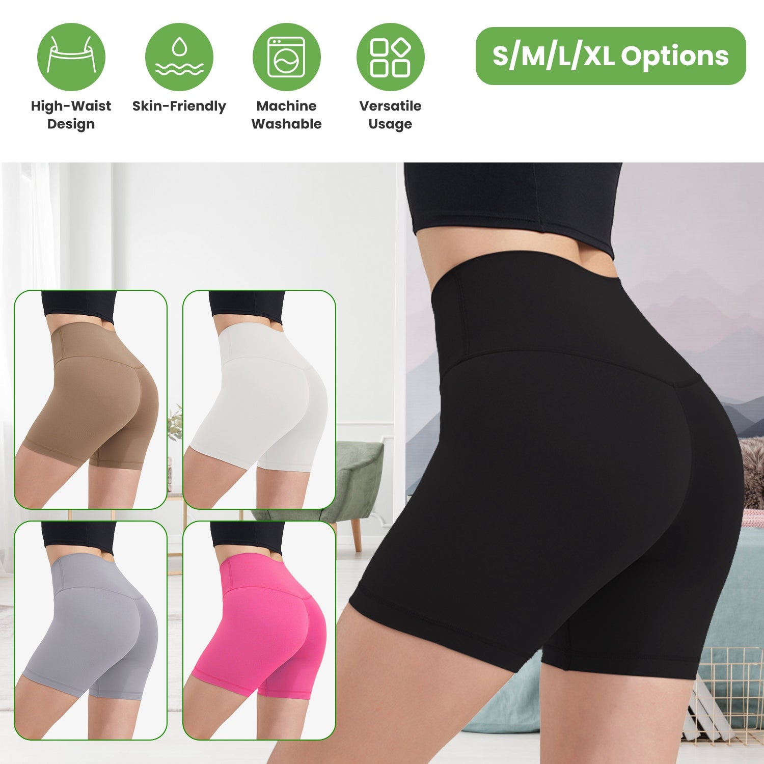 Women s High Waist Biker Shorts Tummy Control Pants Athletic Leggings Spandex