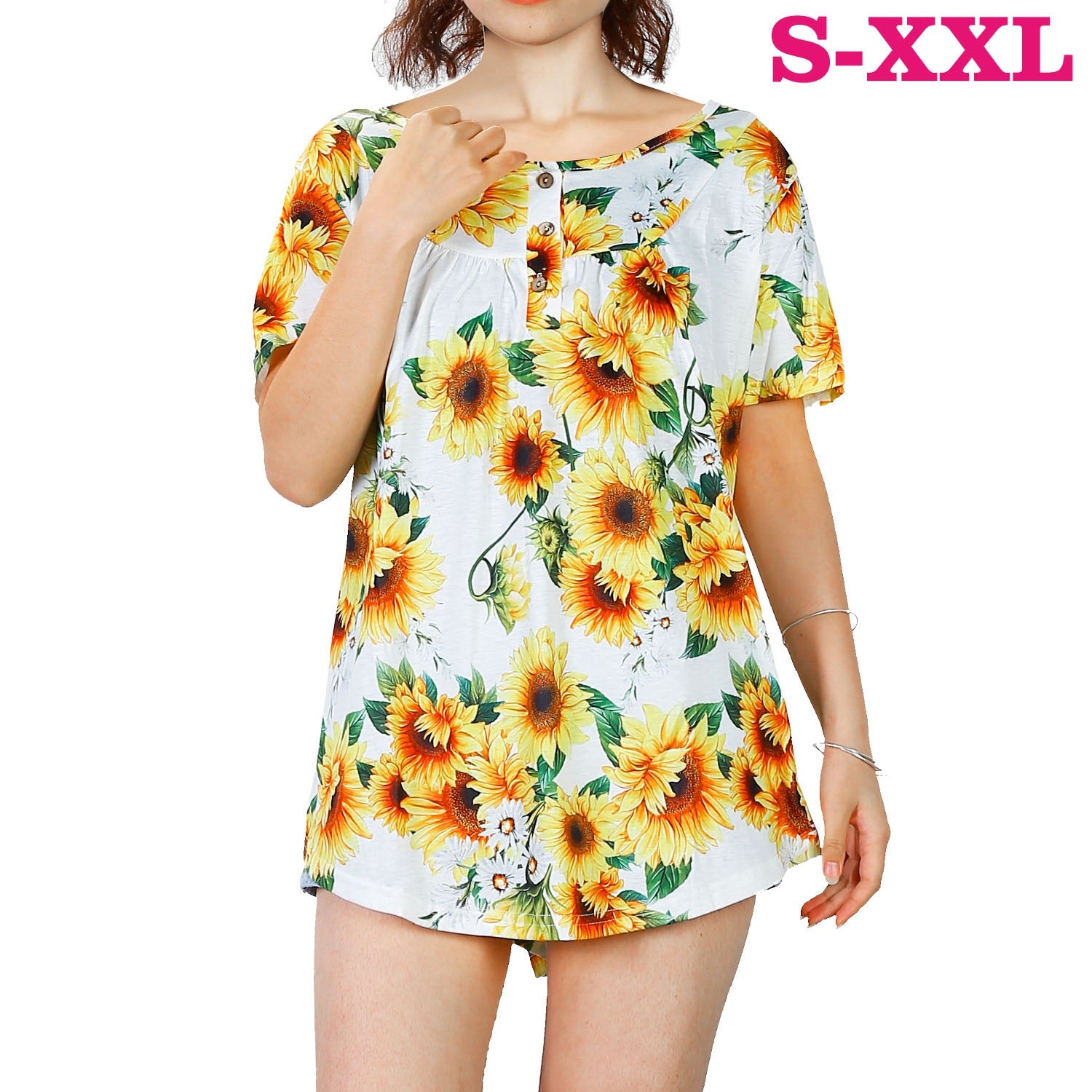 Women Summer Shirts Tops Loose Short Sleeve T Shirts Casual Floral Printed