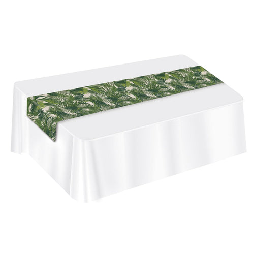 Beistle Palm Leaf Fabric Table Runner - Luau | Party Supply | Decoration