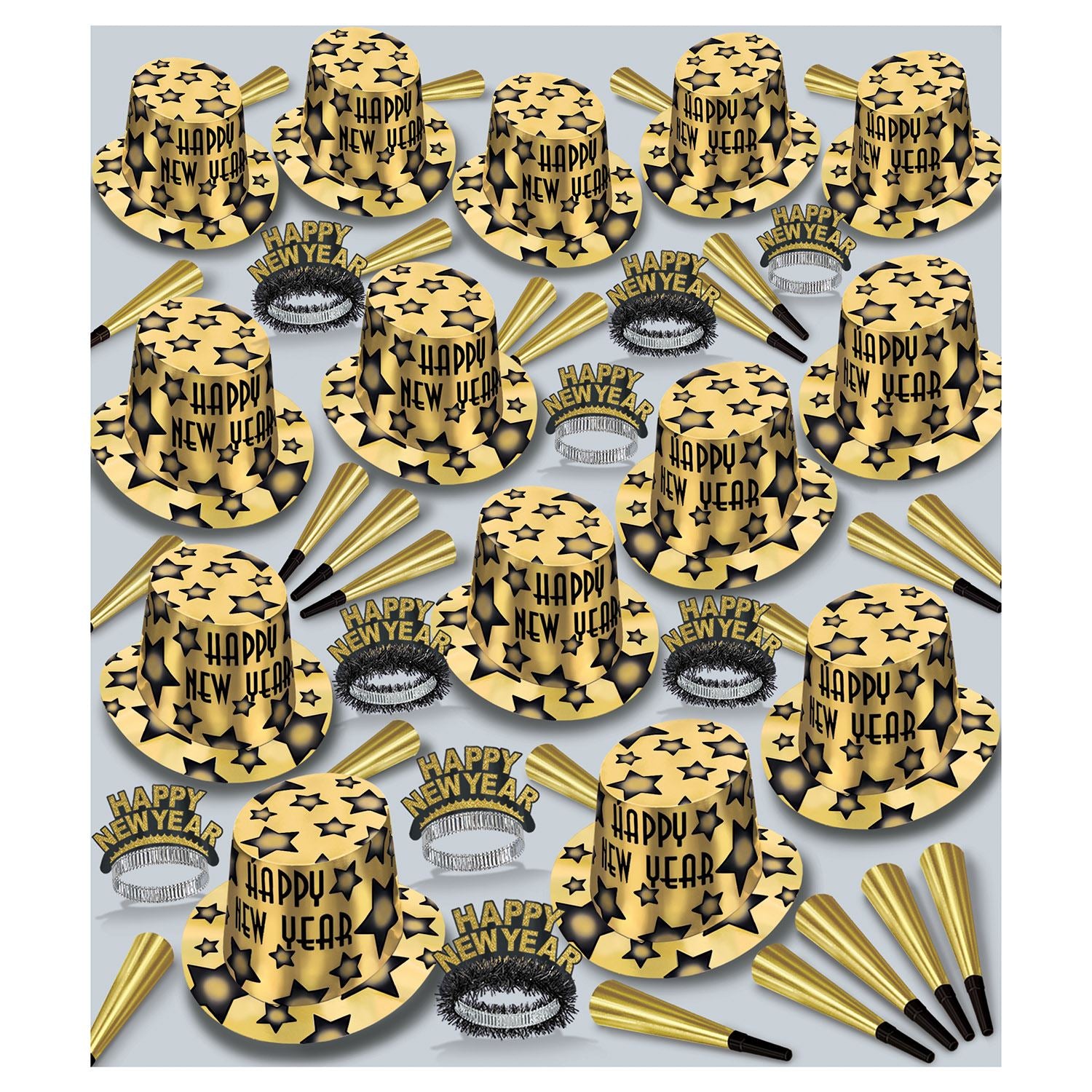 Beistle Gem-Star Deluxe Gold New Year Asst for 100 - New Years | Party Supply