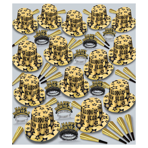 Beistle Gem-Star Deluxe Gold New Year Asst for 100 - New Years | Party Supply