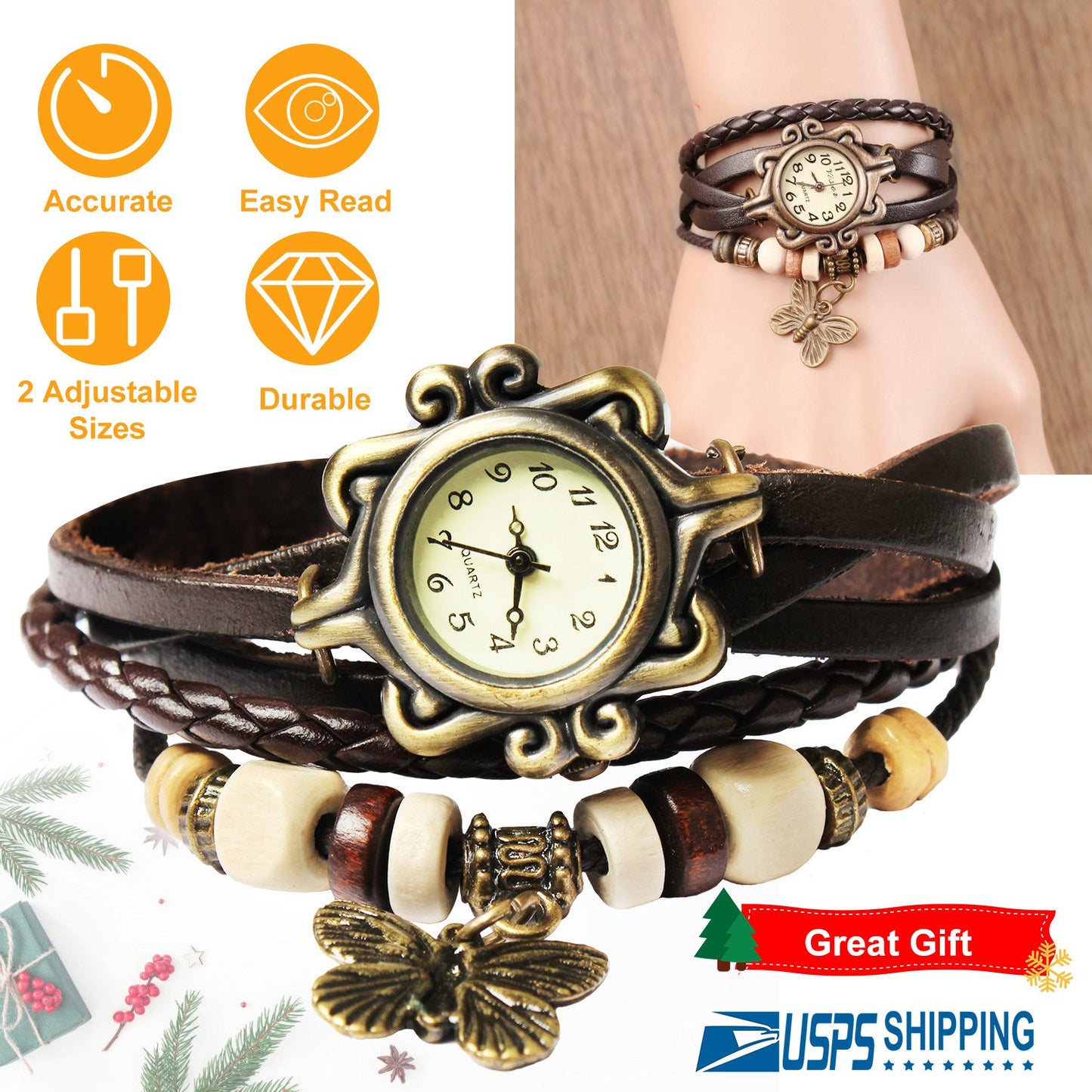Vintage Women s Watch Bohemian Handmade Leather Watch Quartz Wrist Watch