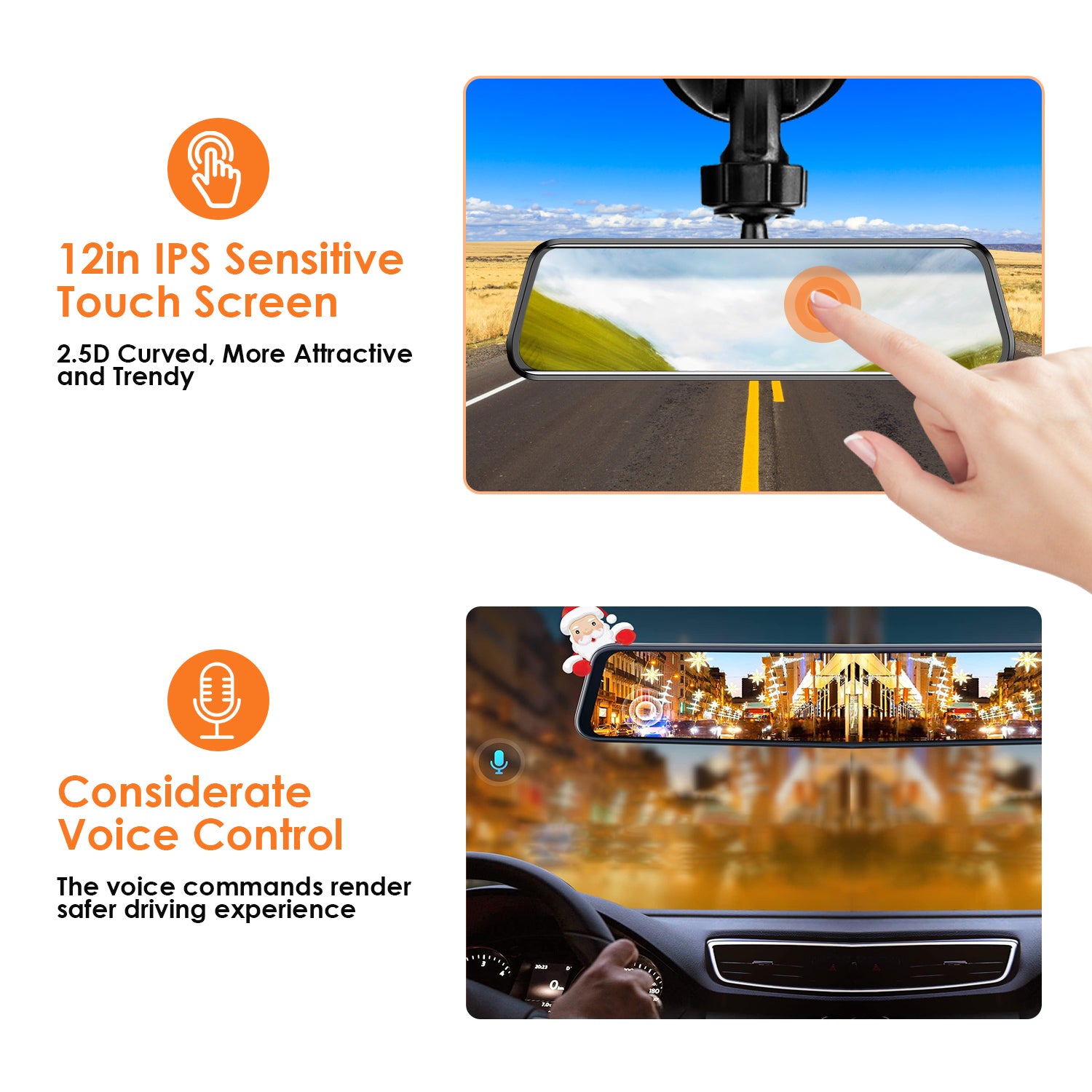 4K Car DVR 12in Dash Cam Camcorder Camera Recorder with 170° Angle Loop