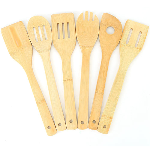 6Pcs Cooking Utensil Bamboo Wooden Spoons Spatula Kitchen Cooking Tools