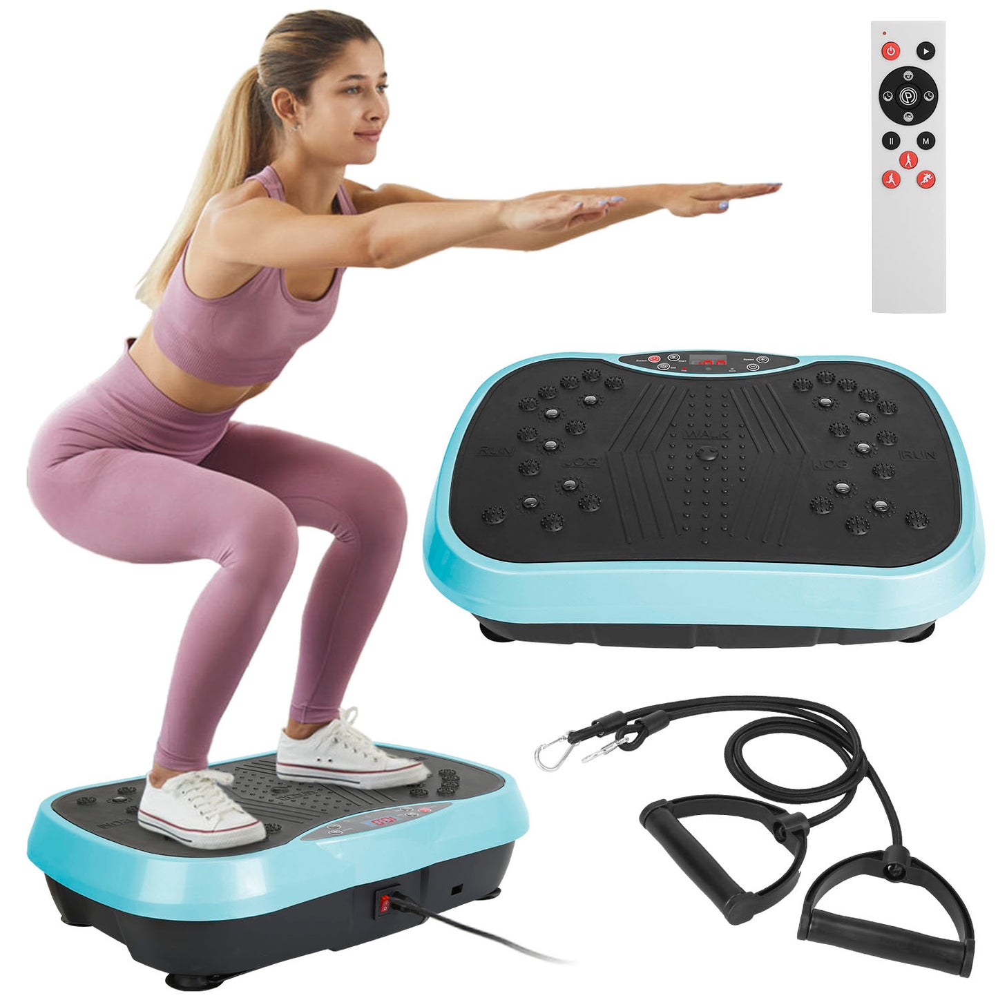 Vibration Exercise Machine With Resistant Bands Remote Control Whole Body