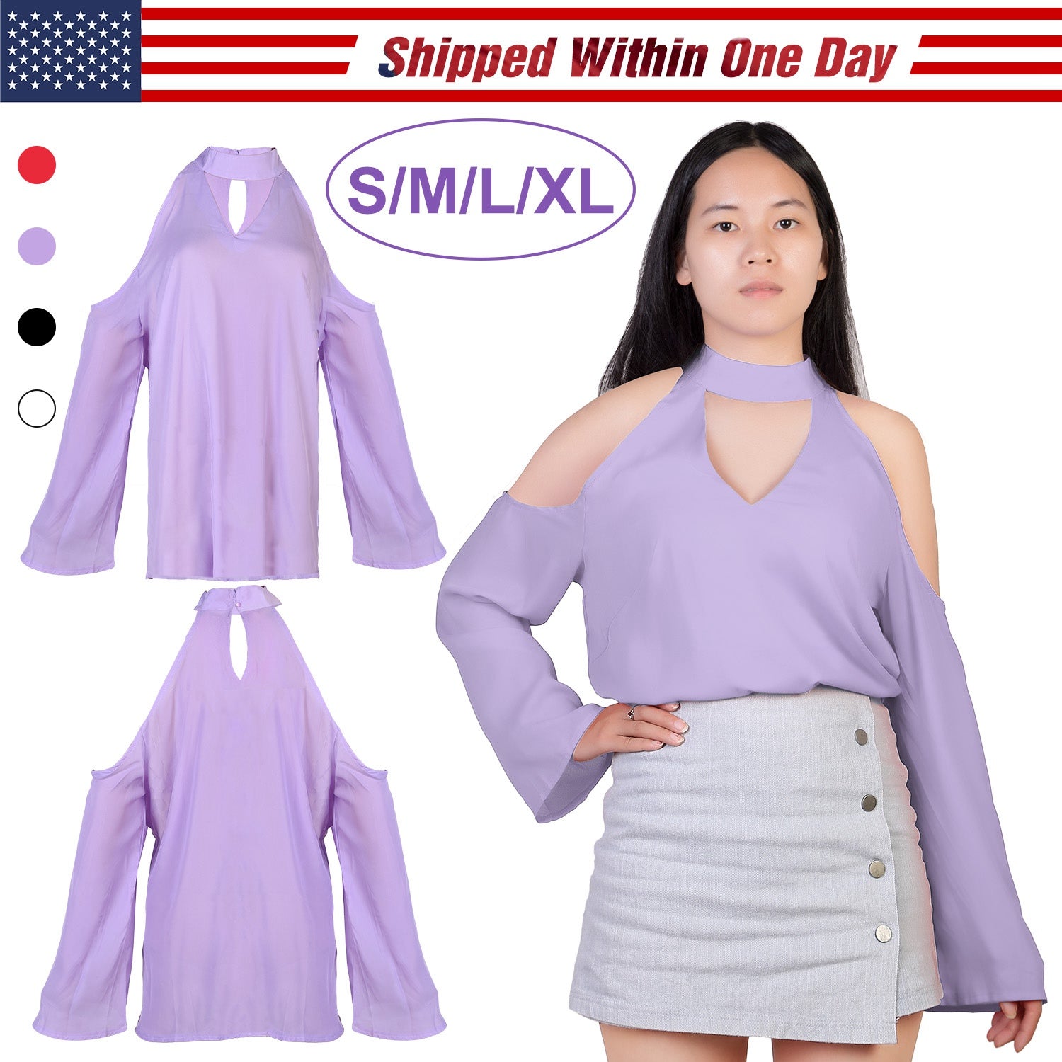 Women s Sexy Off The Shoulder Blouses Cold Shoulder Tops V-Neck Long Sleeve