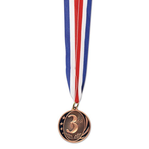 Beistle 3rd Place Medal w/Ribbon - Sports | Party Supply | Decoration | Favor