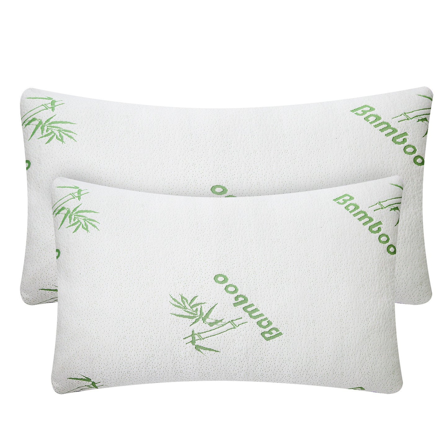 2Pcs Bamboo Memory Foam Pillow Hypoallergenic Bed Pillow For Head Neck Rest
