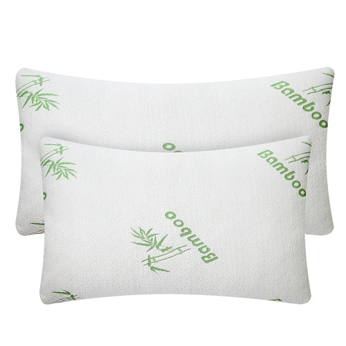 2Pcs Bamboo Memory Foam Pillow Hypoallergenic Bed Pillow For Head Neck Rest