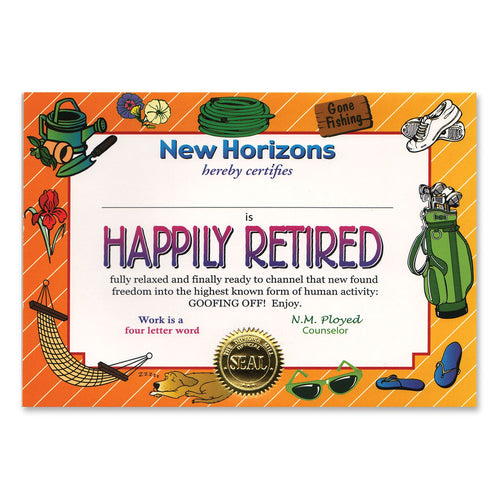 Beistle Happily Retired Award Certificates - Retirement | Party Supply