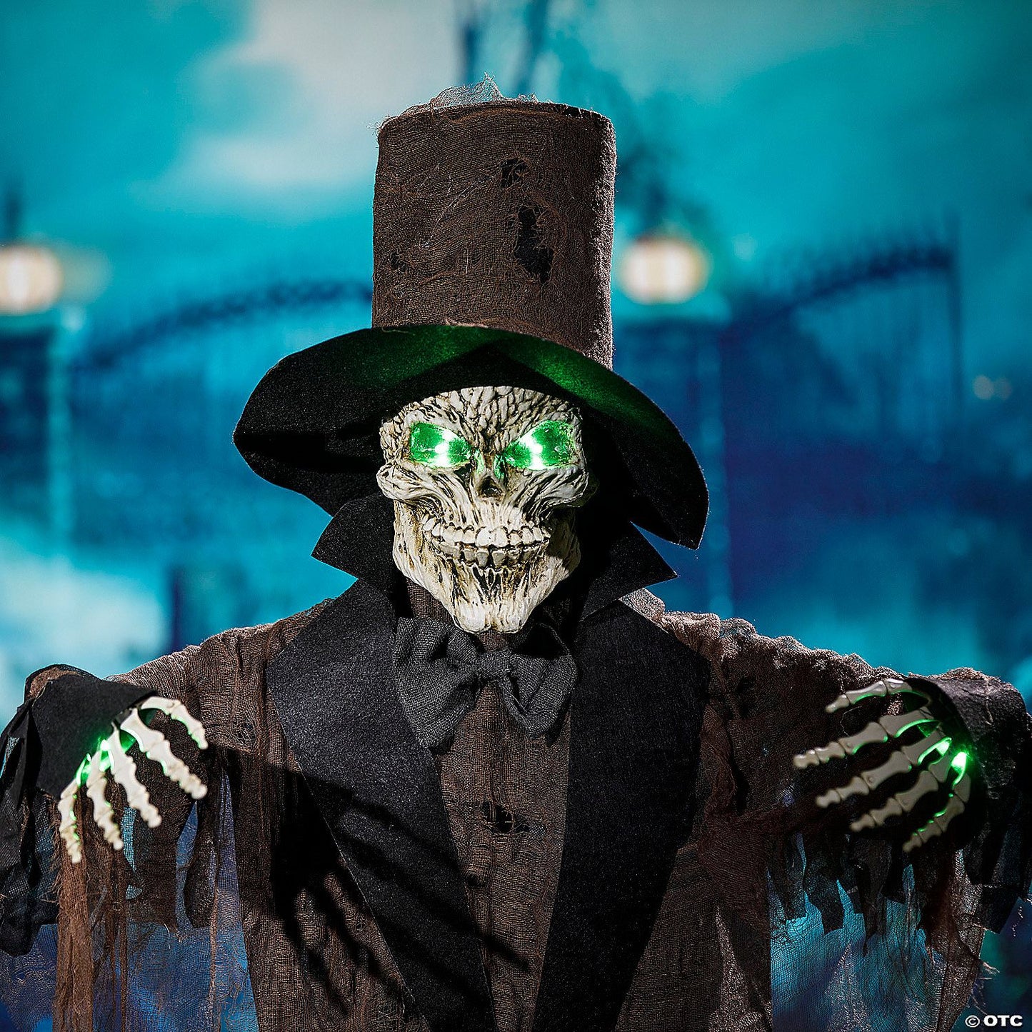 66" Light-Up Standing Black Skeleton Halloween Decoration