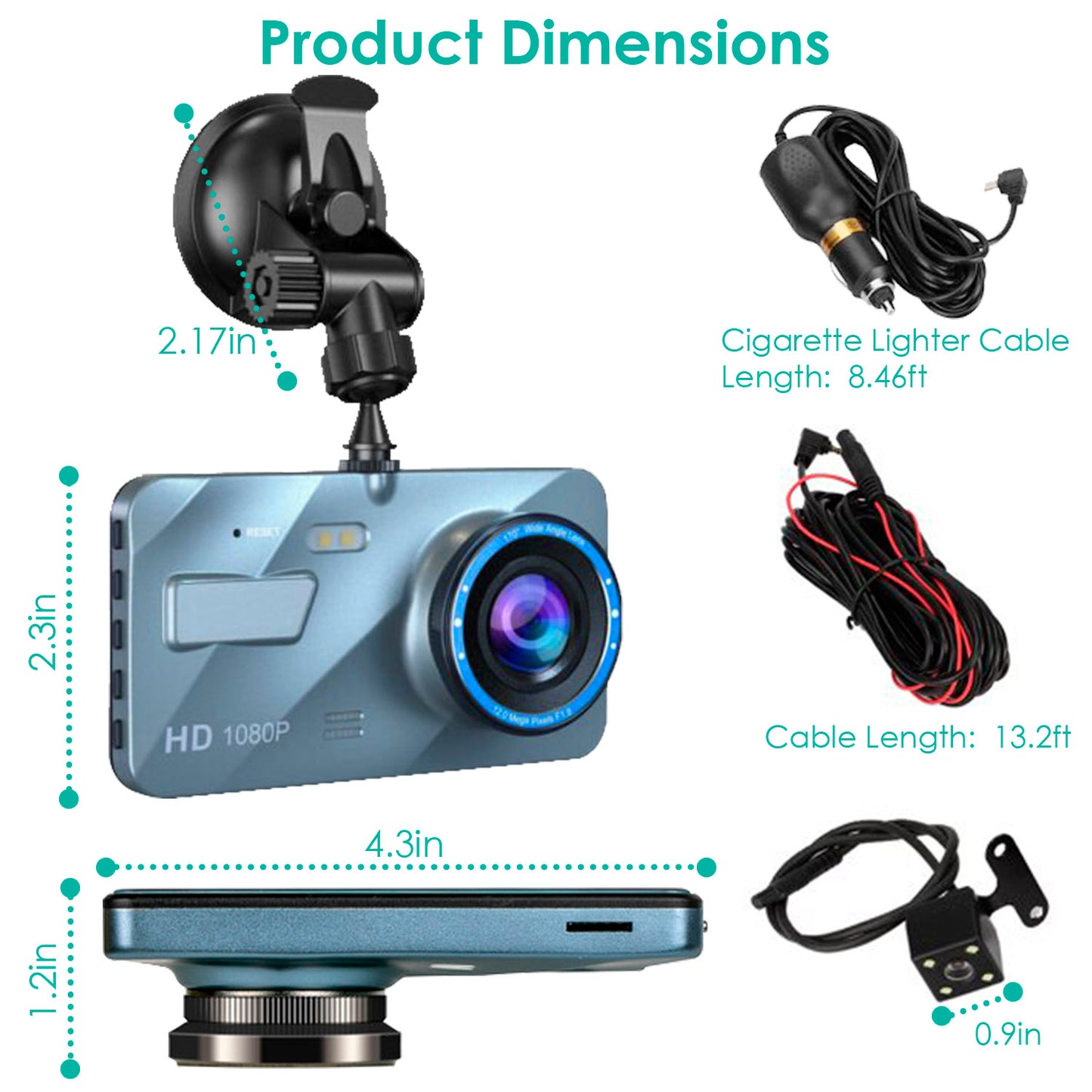 720P Dual Dash Cam Car Camera Recorder Looping Recording Car DVR Driving