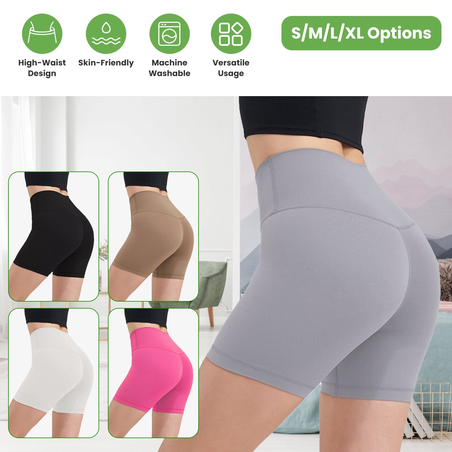 Women s High Waist Biker Shorts Tummy Control Pants Athletic Leggings Spandex