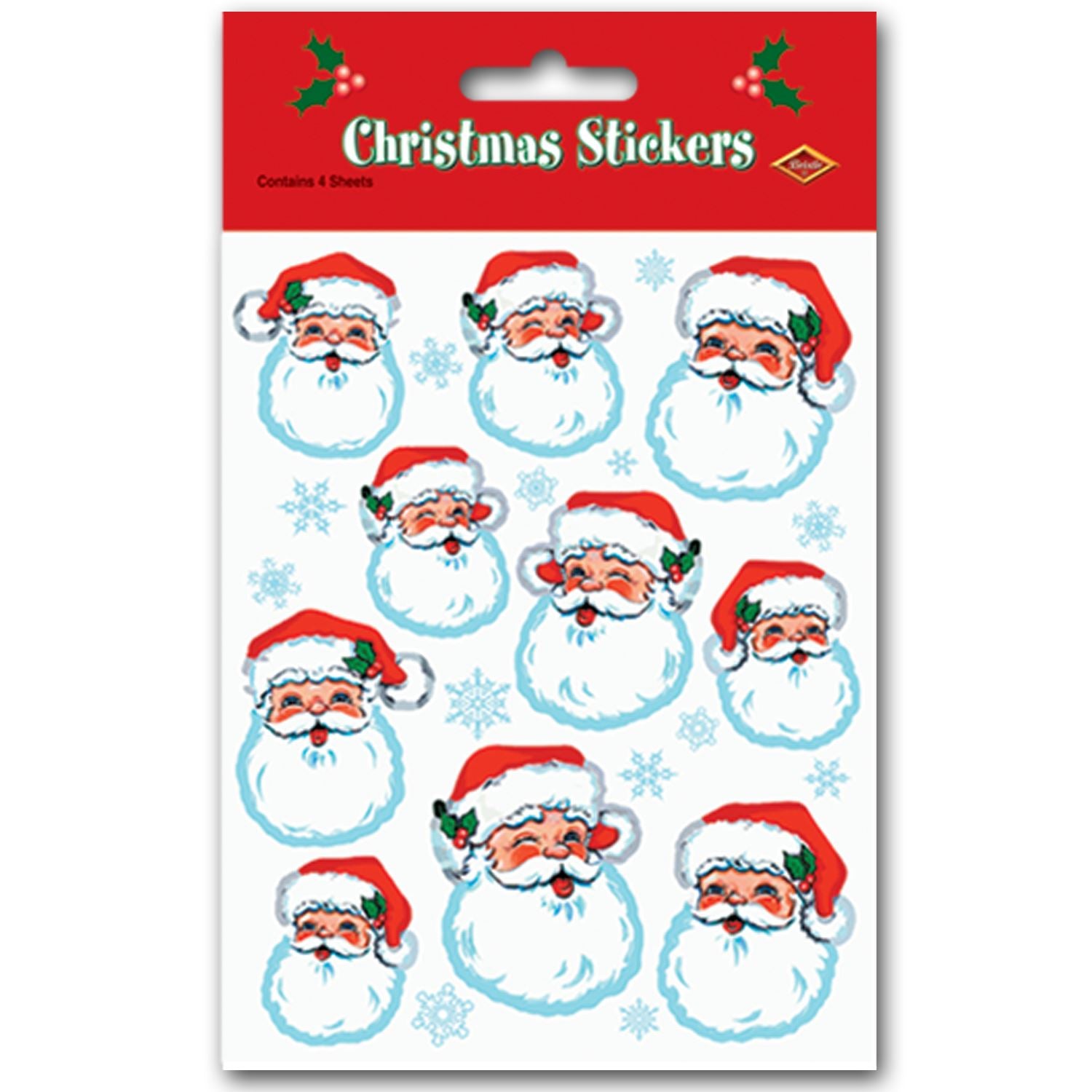 Beistle Santa Face Stickers - Christmas/Winter | Party Supply | Decoration
