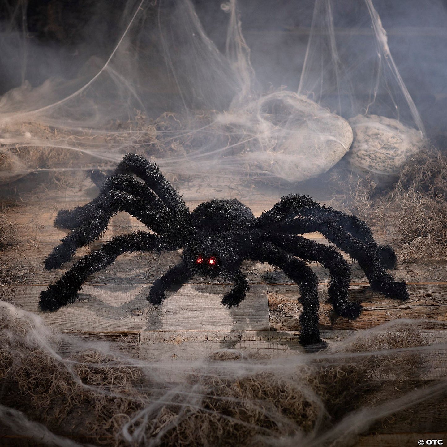 31 1/2" x 7 3/4" Light-Up Animated Walking Fuzzy Spider Halloween Decoration