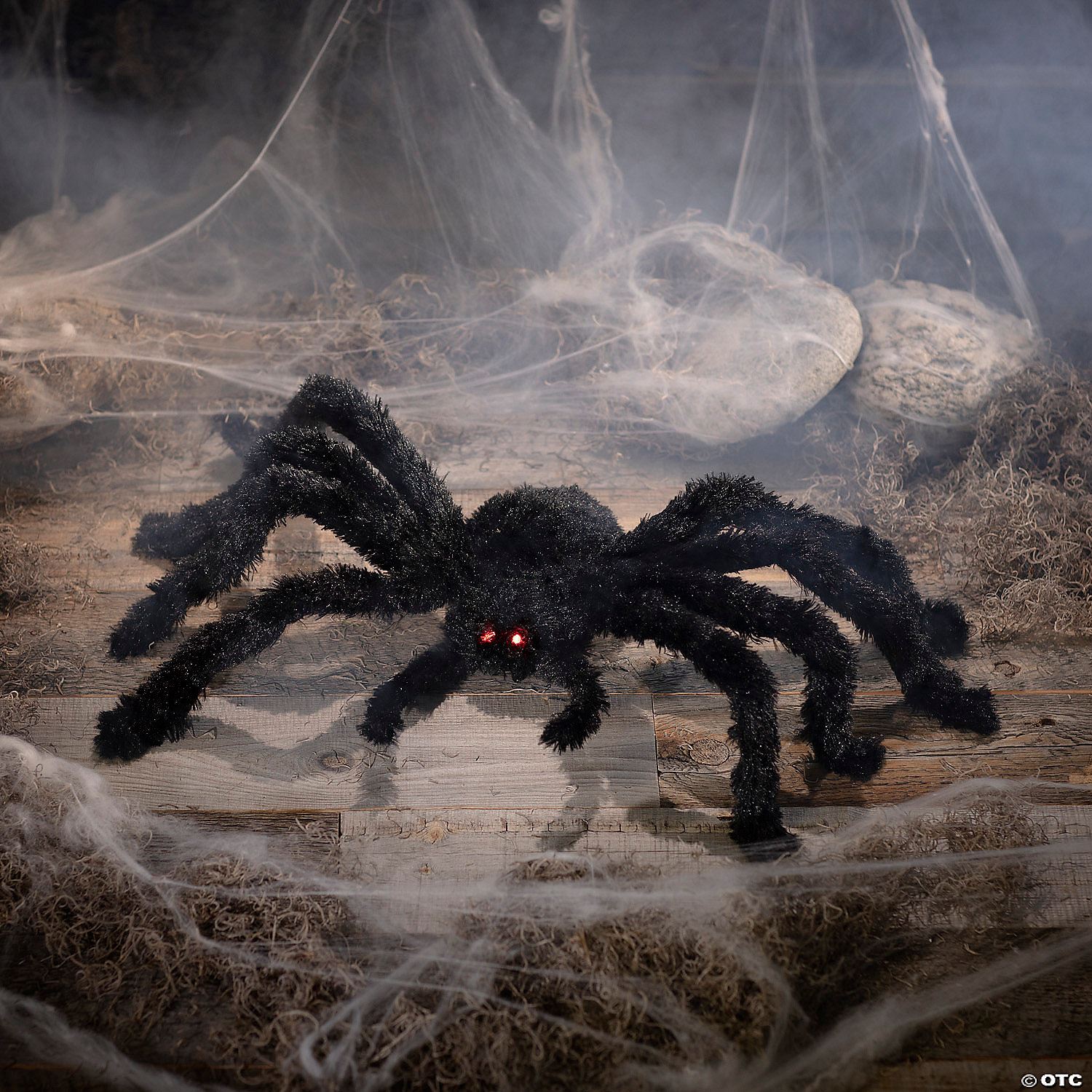 31 1/2" x 7 3/4" Light-Up Animated Walking Fuzzy Spider Halloween Decoration