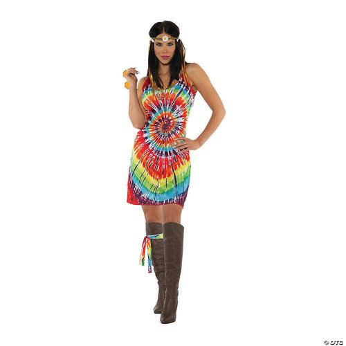Womens Adult TIE DYE MINI DRESS Costume