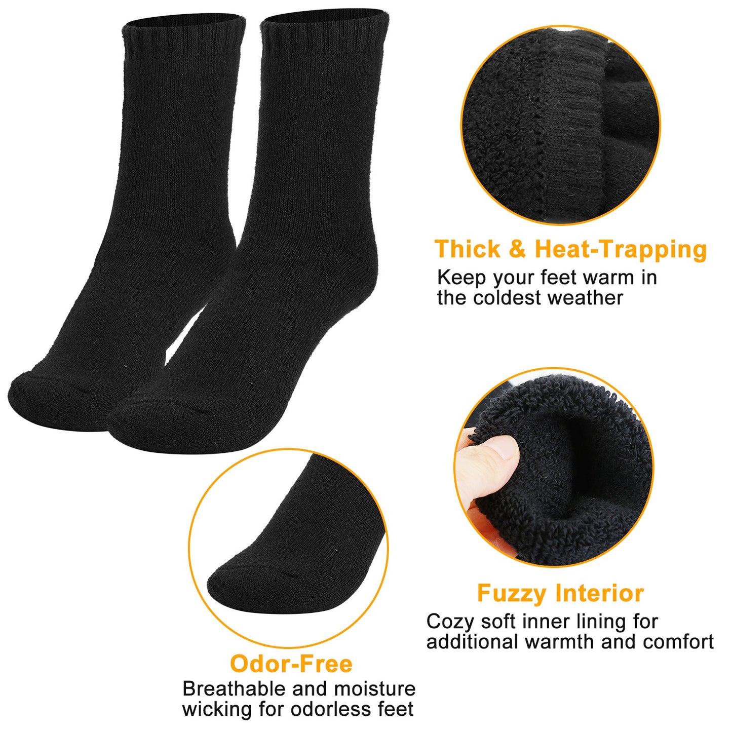3 Pairs Men Warm Wool Socks Soft Cozy Winter Thermal Socks For Men Thick