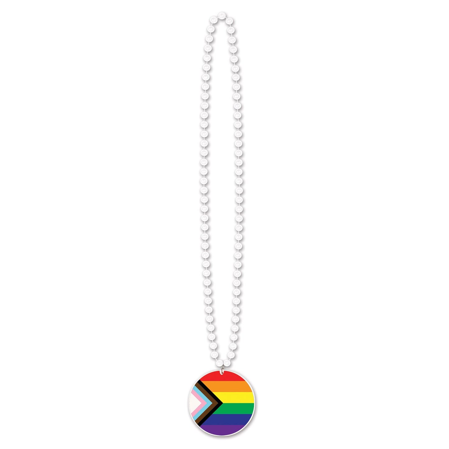 Beistle Beads w/Printed Pride Flag Medallion - Rainbow | Party Supply
