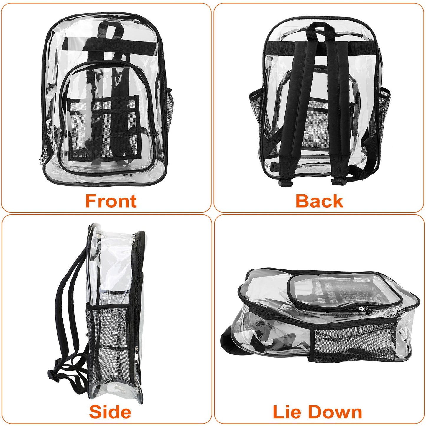 Clear Backpack Heavy Duty Transparent Book Bag Waterproof PVC Clear Backpack