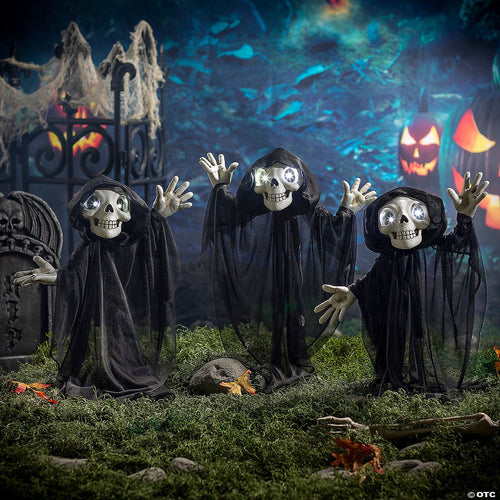 23 1/2" Light-Up Eyes Yard Stake Grinning Reapers Set | Halloween Decoration